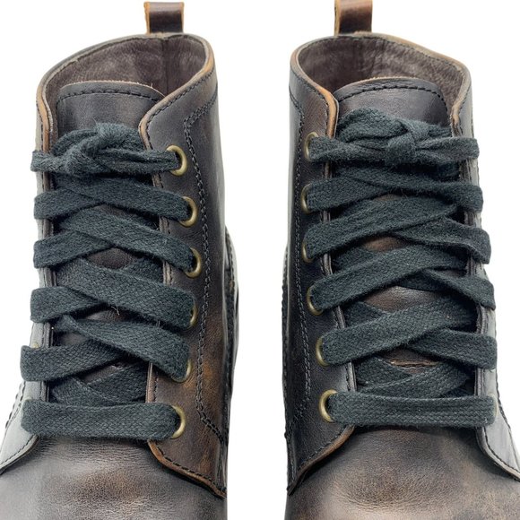 John Varvatos Brown Leather Lace Up Moto Cap Toe Ankle Boots Men’s Sz 8.5 - Picture 7 of 14